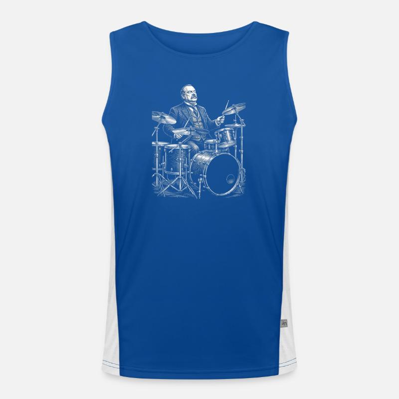 Grover Cleveland plays drums Men's Functional Contrast Tank Top 