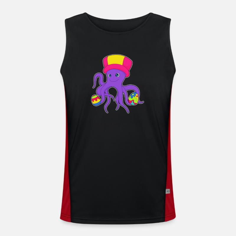 Octopus Easter Easter Eggs - Men's Functional Contrast Tank Top - black/red