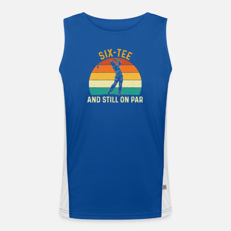 Sechs Abschlag immer noch auf Par, 60. Golf-Geburtstag. Funktionelles Kontrast-Tank Top für Männer 
