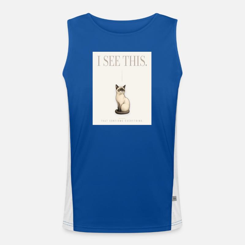 I SEE THIS. Noble Cat Introvert Meme Design Funktionelles Kontrast-Tank Top für Männer