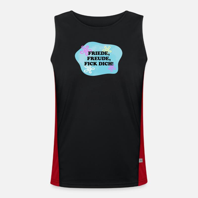 Friede, Freude, Fick Dich! | Sarkasmus | Meme Funktionelles Kontrast-Tank Top für Männer 