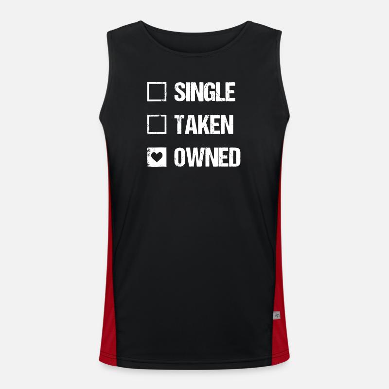 Single Taken Owned Checkmark Tee - Men's Functional Contrast Tank Top - black/red