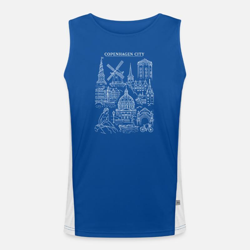Skyline der Kopenhagener Stadt Illustration Funktionelles Kontrast-Tank Top für Männer 