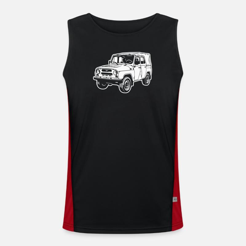 UAZ off-road vehicle (difference image) - Men's Functional Contrast Tank Top  - black/red