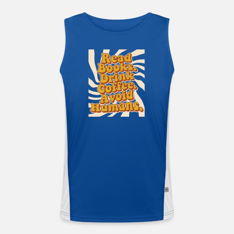 Introvertiert Leseratte Kaffee Bücher  Funktionelles Kontrast-Tank Top für Männer 