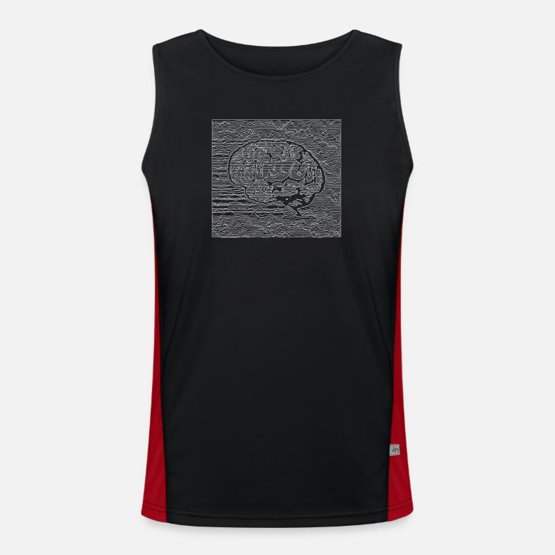 Tranquil Brain - White - Men's Functional Contrast Tank Top - black/red