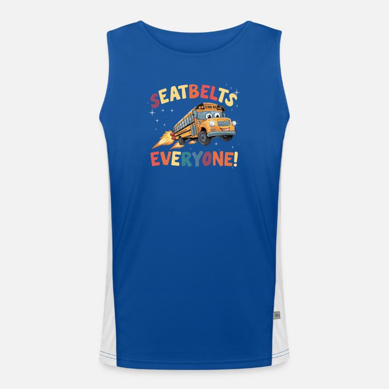 Space School Bus Rocket Flight Men's Functional Contrast Tank Top 