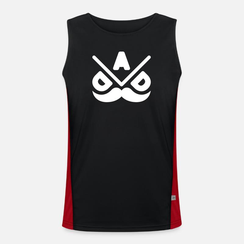 Geometric Moustache Emblem - Men's Functional Contrast Tank Top  - black/red