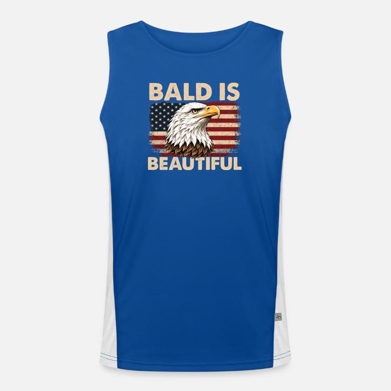 Bald Is Beautiful Eagle Patriotic Humor Men's Functional Contrast Tank Top 