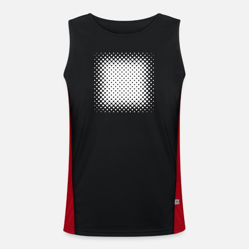 Radial Halftone Square - Men's Functional Contrast Tank Top - black/red