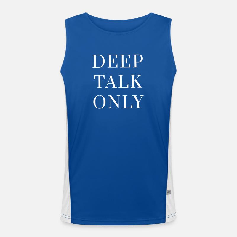 Deep Talk Only – Minimal Introvert Quote Design Men's Functional Contrast Tank Top 