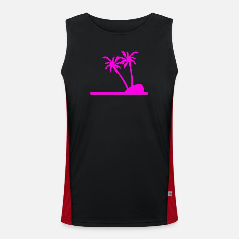 Palm trees - Men's Functional Contrast Tank Top - black/red