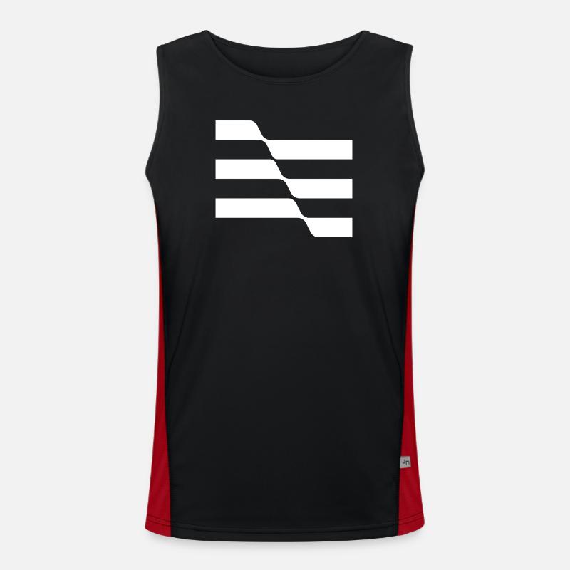 Geometric Stripes design - Men's Functional Contrast Tank Top  - black/red