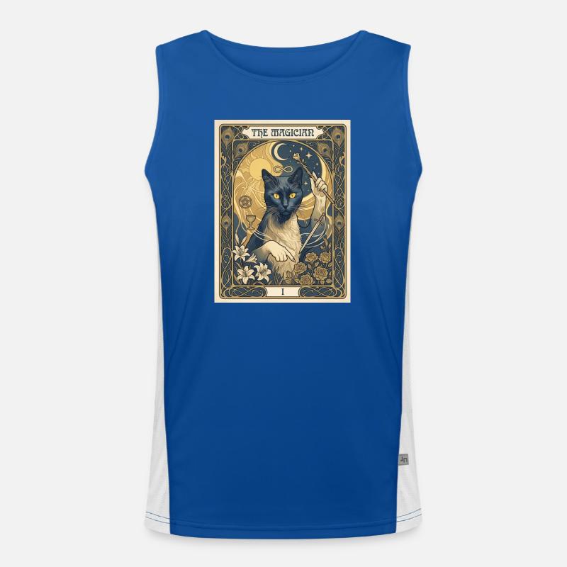 Katze, der Magier Funktionelles Kontrast-Tank Top für Männer 