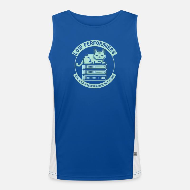 Low Performers Cat Server Pixel Art Men's Functional Contrast Tank Top 
