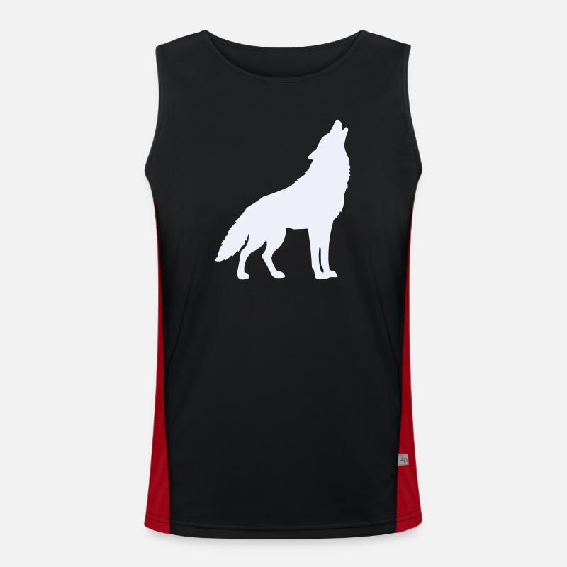 Wolf Silhouette Moonlight - Men's Functional Contrast Tank Top - black/red