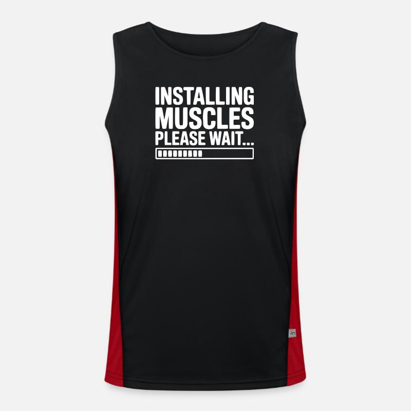 Installing Muscles Please Wait... - Men's Functional Contrast Tank Top - black/red