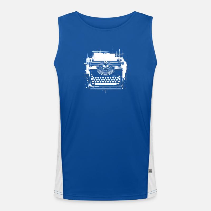Typewriter Drawing Men's Functional Contrast Tank Top 