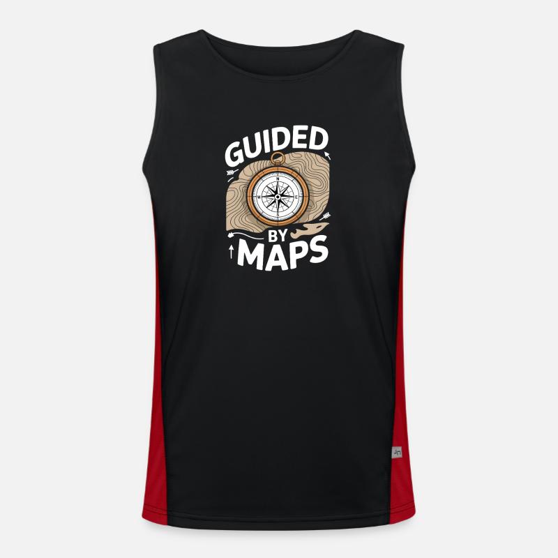 Guided By Maps Topographic Map - Men's Functional Contrast Tank Top - black/red