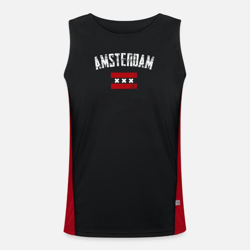 Amsterdam Bold Crest Tee - Men's Functional Contrast Tank Top  - black/red