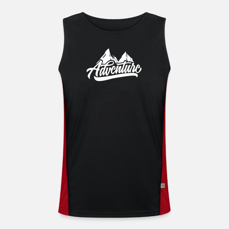 Mountain Adventure Script: Summit Motif - Men's Functional Contrast Tank Top  - black/red