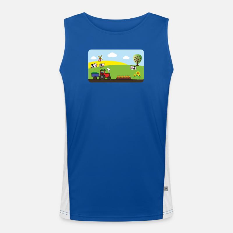 Traktor vom Bauernhof  - Kühe Felder Windmühle Funktionelles Kontrast-Tank Top für Männer 