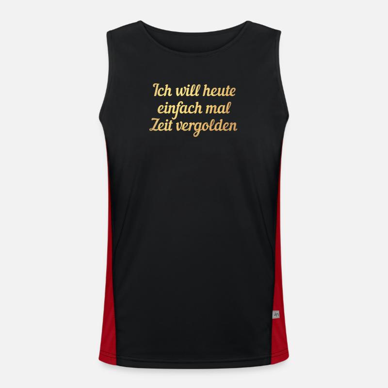 Time Gilding Chill Gold Cursive Cool Men's Functional Contrast Tank Top 