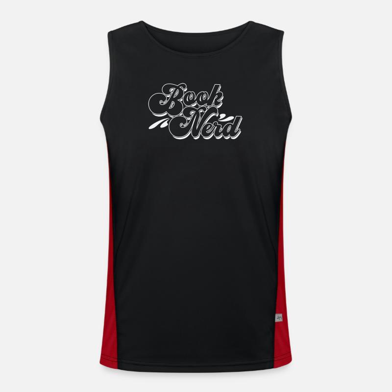 Brook Nerd Script Logo - Men's Functional Contrast Tank Top  - black/red