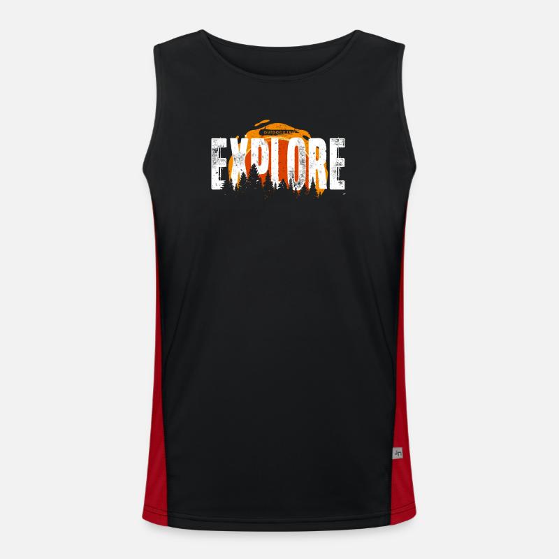 Explore Forest Sunrise - Men's Functional Contrast Tank Top  - black/red