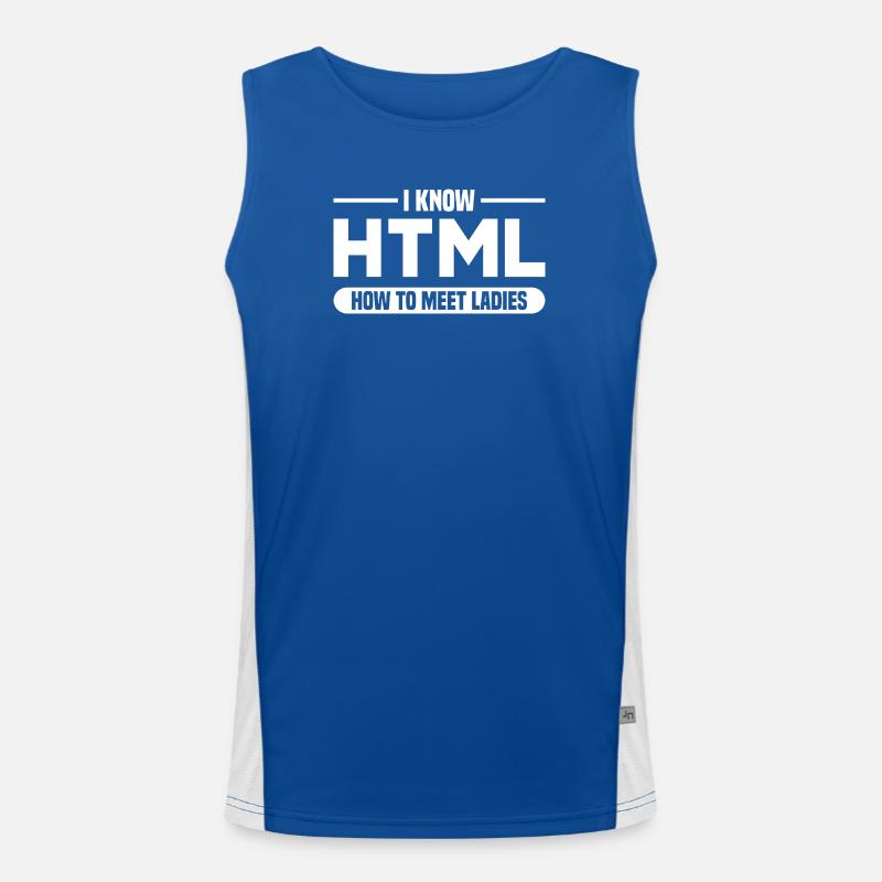 HTML Humor Code Programmierer Spruch Funktionelles Kontrast-Tank Top für Männer 