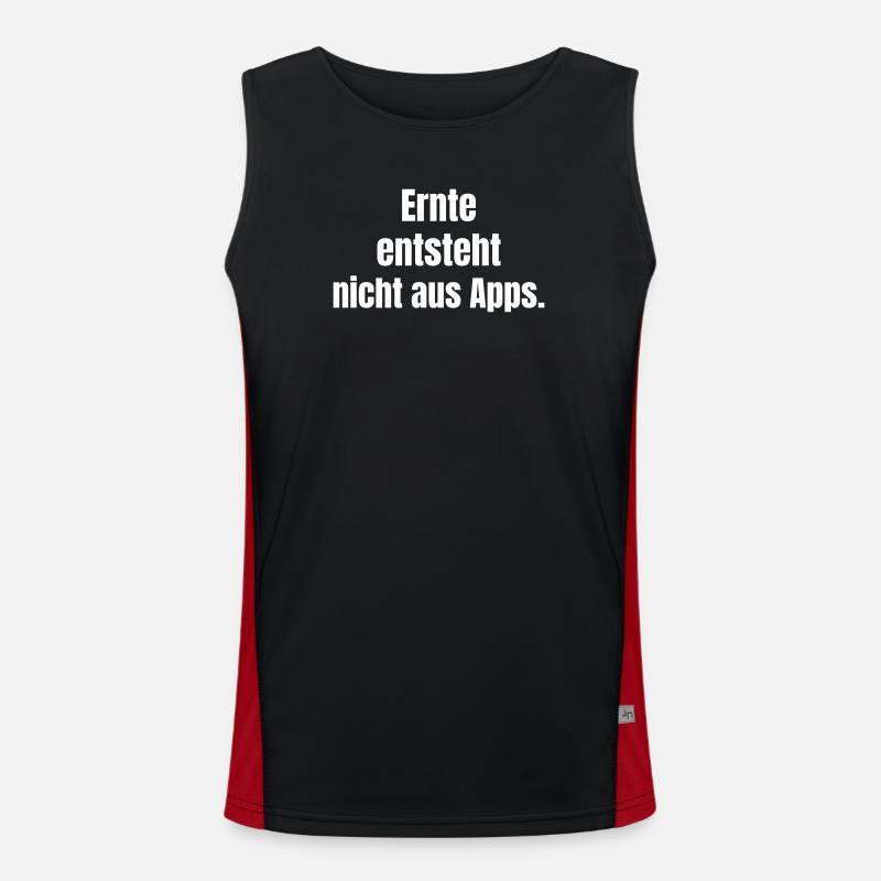 Harvest doesn't come from apps. - Men's Functional Contrast Tank Top  - black/red