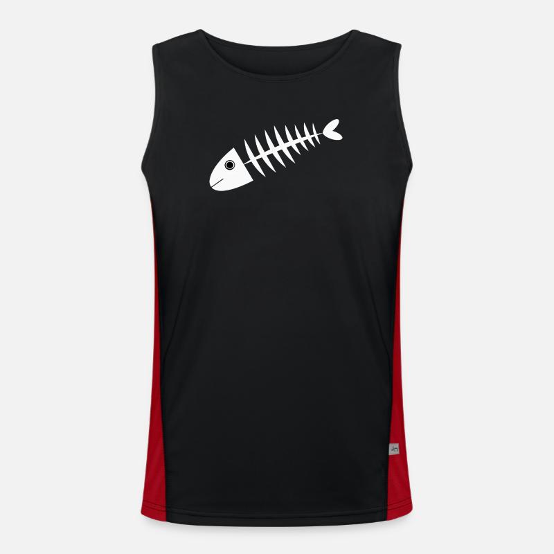 Fish White Herringbone Gift Angler - Men's Functional Contrast Tank Top  - black/red