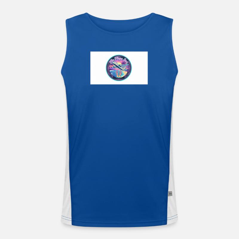 Retro Neon Wings and Beach Men's Functional Contrast Tank Top 