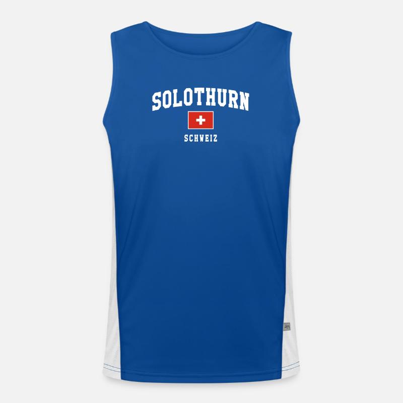 Solothurn Schweiz Flag Badge Funktionelles Kontrast-Tank Top für Männer 