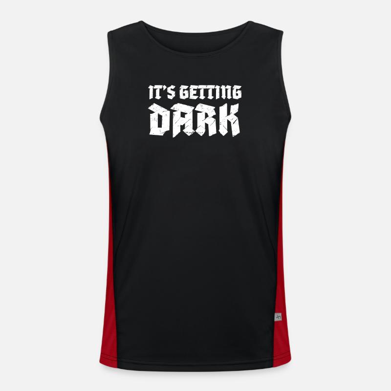 Det blir mørkt graffiti typografi design - Funksjonell kontrast-singlet for menn  - svart/rød