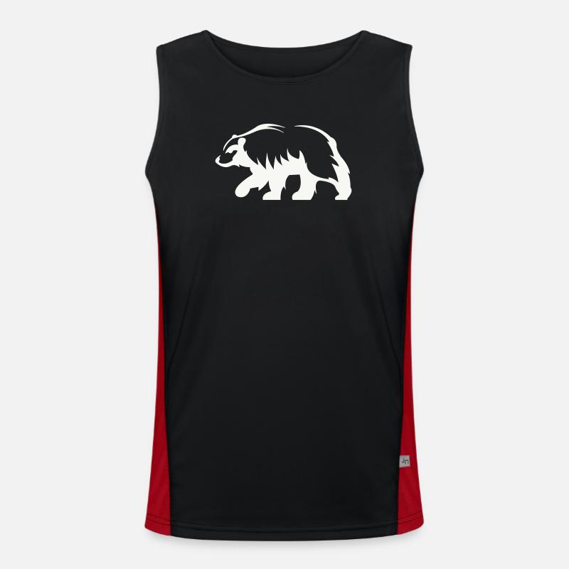 Bear Silhouette - Men's Functional Contrast Tank Top  - black/red