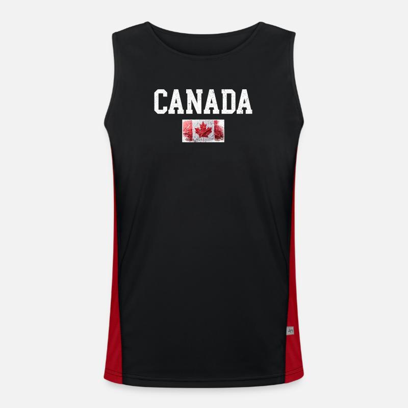 Distressed Canada Maple Flag - Men's Functional Contrast Tank Top  - black/red