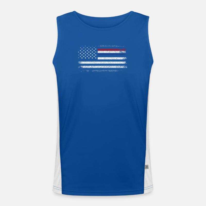 Drapeau américain robuste avec accent bleu Débardeur respirant contrasté Homme 