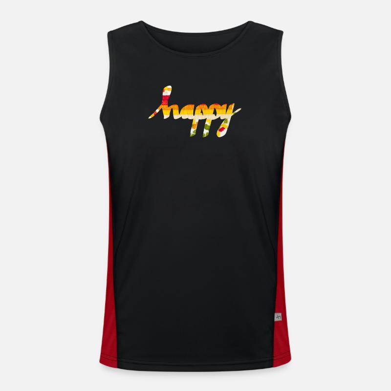 happy - Men's Functional Contrast Tank Top - black/red
