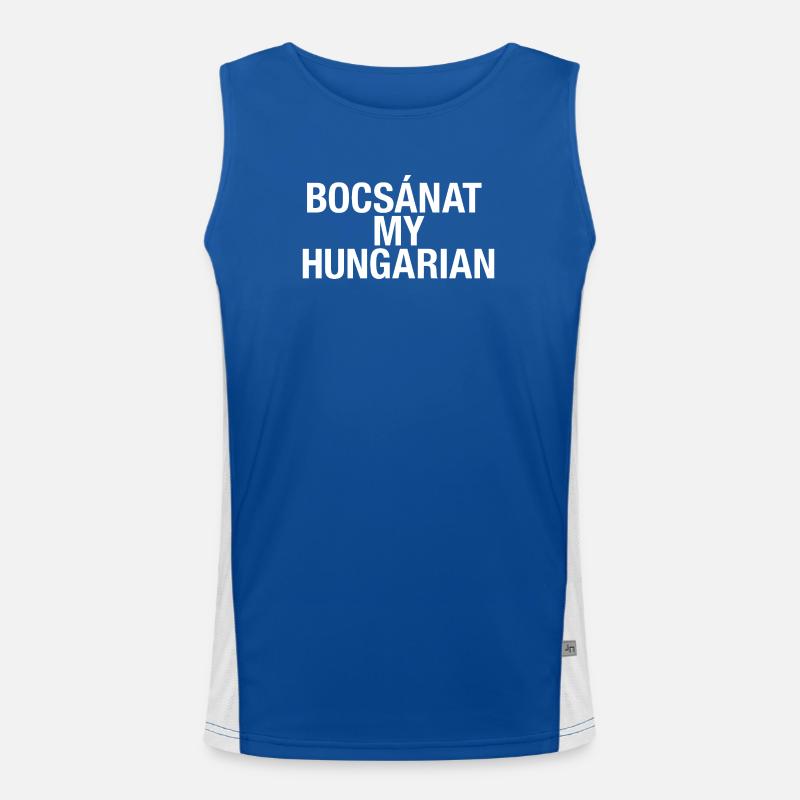 Learn Hungarian Hungary Language Men's Functional Contrast Tank Top 
