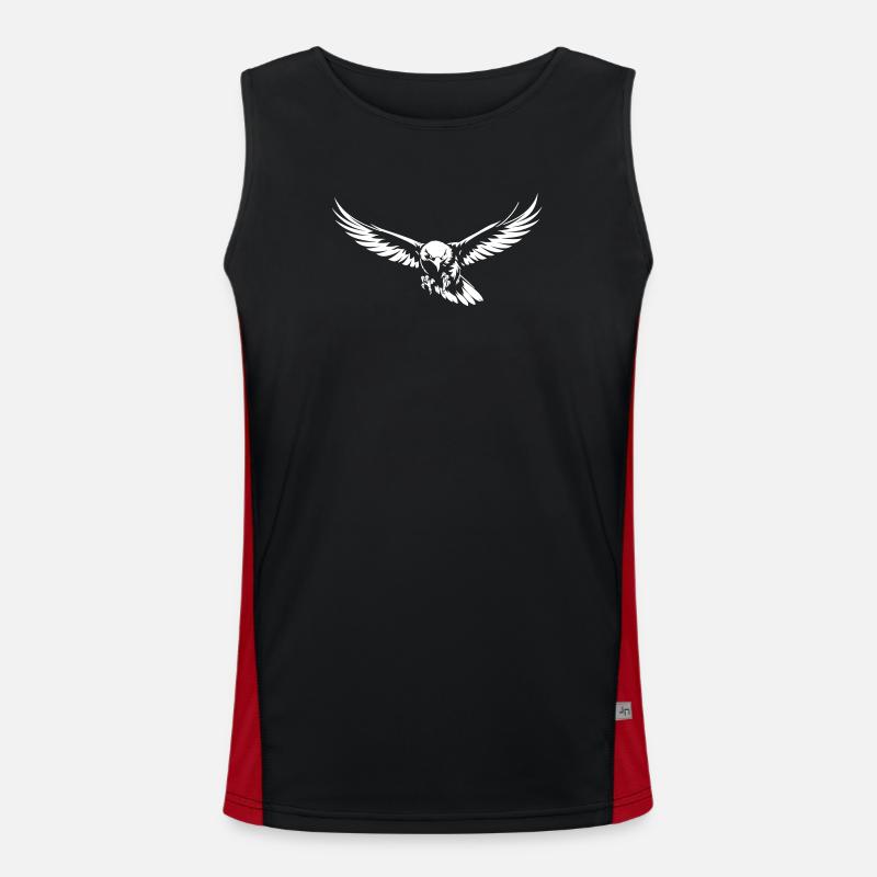 Attacking eagle in flight - Men's Functional Contrast Tank Top  - black/red