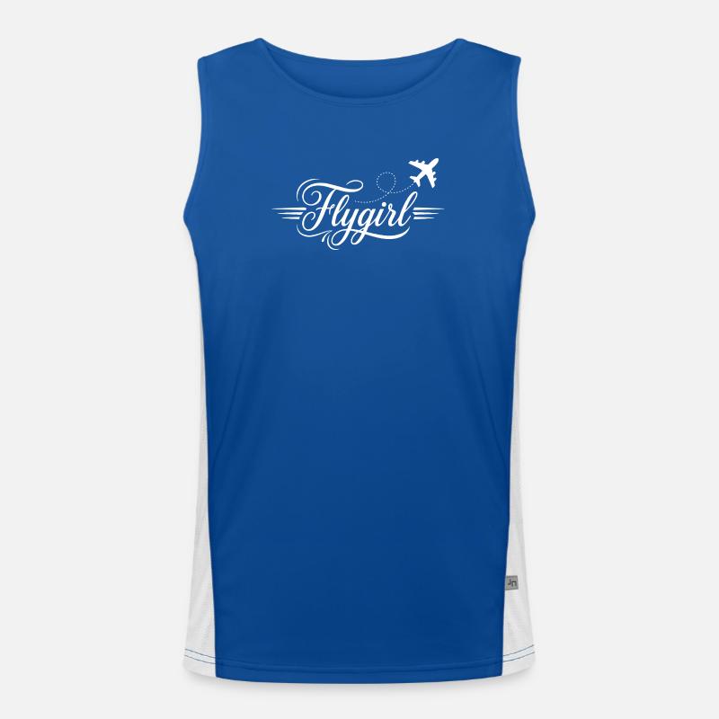 Flygirl Script mit Flugzeug-Schnörkel Funktionelles Kontrast-Tank Top für Männer 