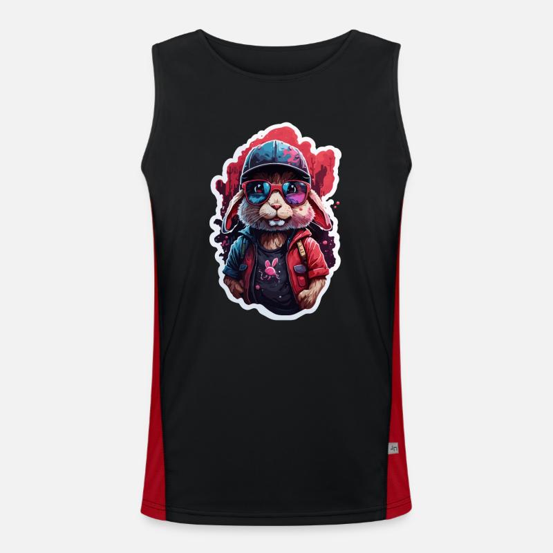 Hase niedlich, Baseballkappe, Sonnenbrille, Pullover, Farbe Funktionelles Kontrast-Tank Top für Männer 