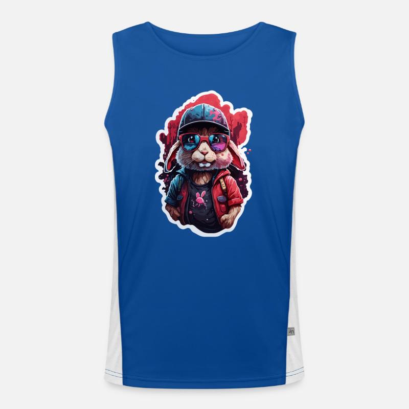 Hase niedlich, Baseballkappe, Sonnenbrille, Pullover, Farbe Funktionelles Kontrast-Tank Top für Männer 