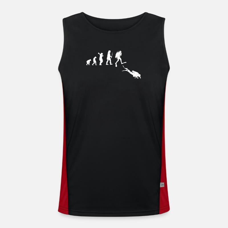 Evolution of Human Progress Illustration - Men's Functional Contrast Tank Top - black/red