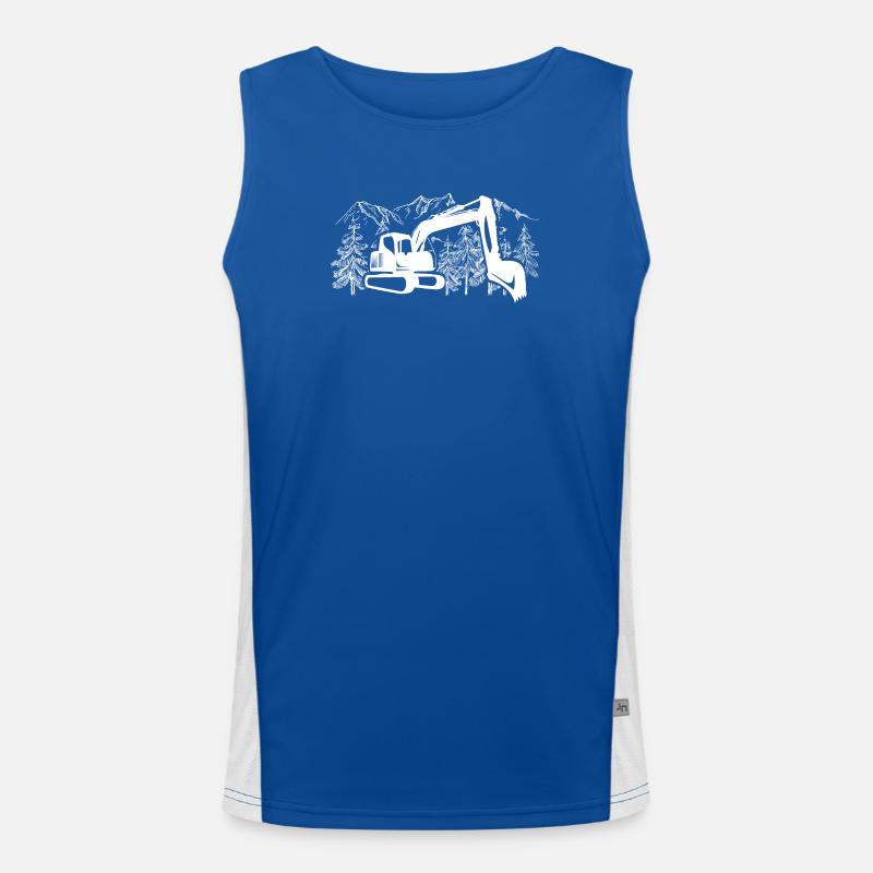 Bagger Silhouette Baugeräteführer Arbeit Funktionelles Kontrast-Tank Top für Männer 