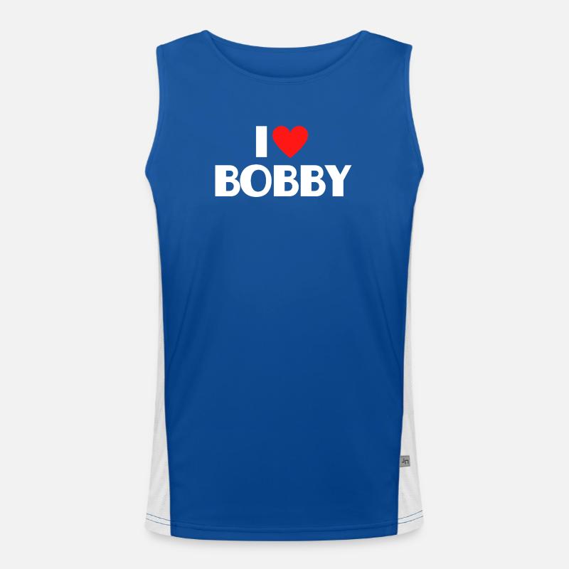 Ich liebe Bobby rotes Herz Retro Statement  Funktionelles Kontrast-Tank Top für Männer 