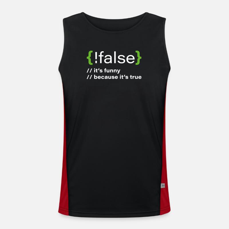 false – Funny programmer saying - Men's Functional Contrast Tank Top  - black/red