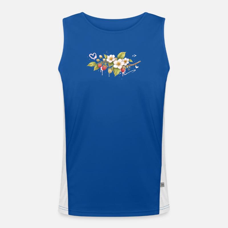 Raspberry branch with flowers graffiti style Men's Functional Contrast Tank Top 