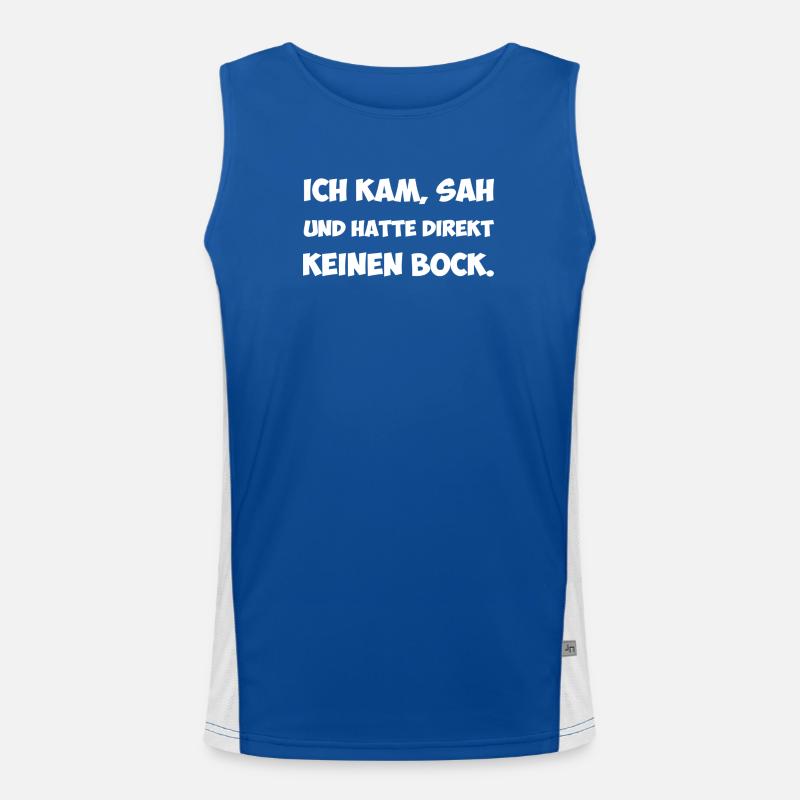 Ich kam sah und hatte keinen Bock Spruch Funktionelles Kontrast-Tank Top für Männer 
